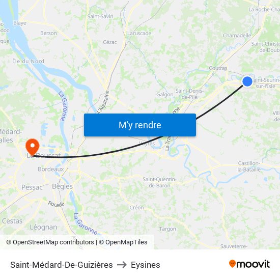 Saint-Médard-De-Guizières to Eysines map
