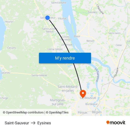 Saint-Sauveur to Eysines map