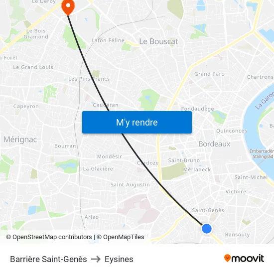 Barrière Saint-Genès to Eysines map