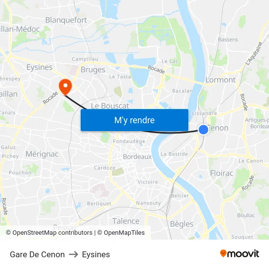 Gare De Cenon to Eysines map