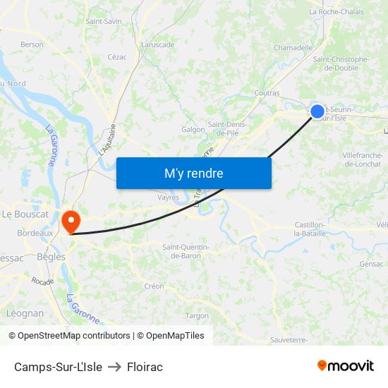 Camps-Sur-L'Isle to Floirac map