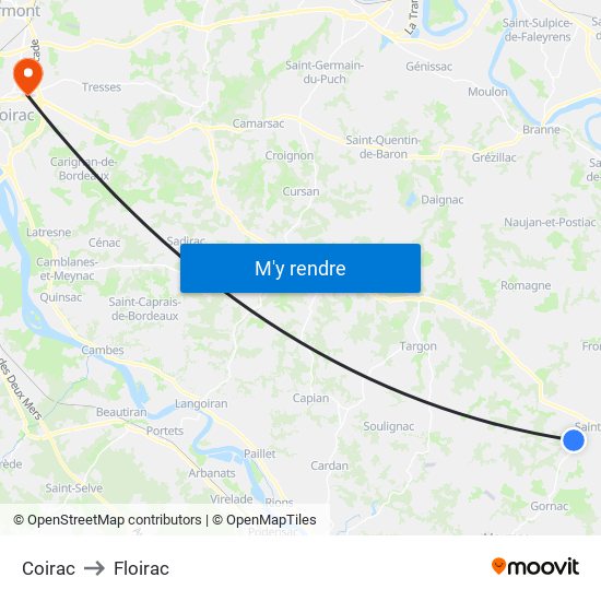 Coirac to Floirac map