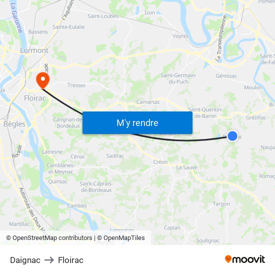 Daignac to Floirac map