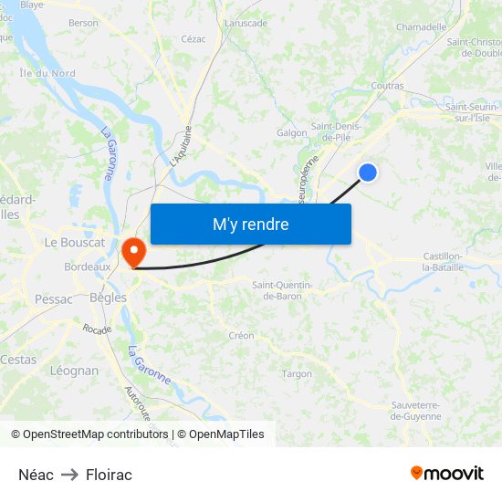 Néac to Floirac map