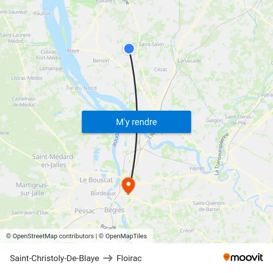 Saint-Christoly-De-Blaye to Floirac map