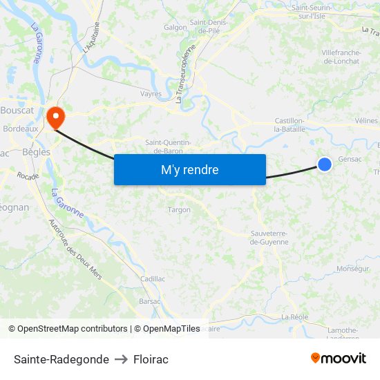 Sainte-Radegonde to Floirac map