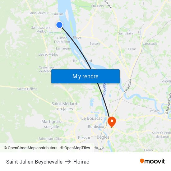 Saint-Julien-Beychevelle to Floirac map