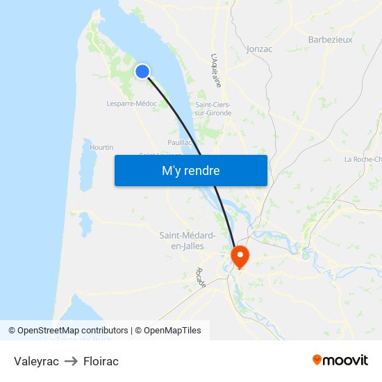 Valeyrac to Floirac map