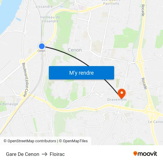 Gare De Cenon to Floirac map