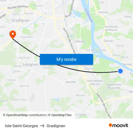 Isle-Saint-Georges to Gradignan map