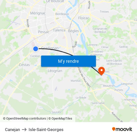 Canejan to Isle-Saint-Georges map