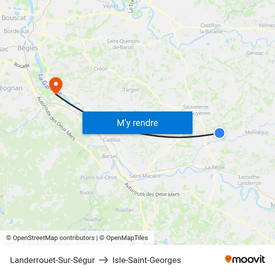 Landerrouet-Sur-Ségur to Isle-Saint-Georges map