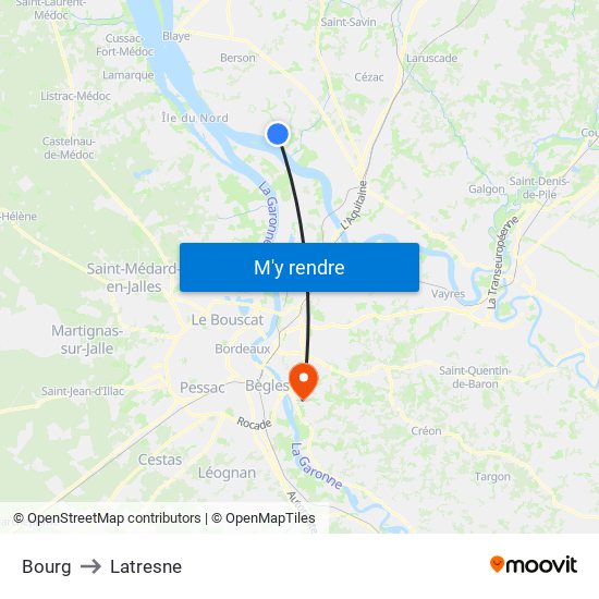 Bourg to Latresne map