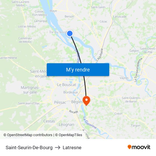 Saint-Seurin-De-Bourg to Latresne map