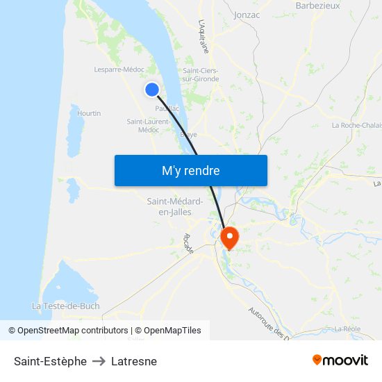 Saint-Estèphe to Latresne map