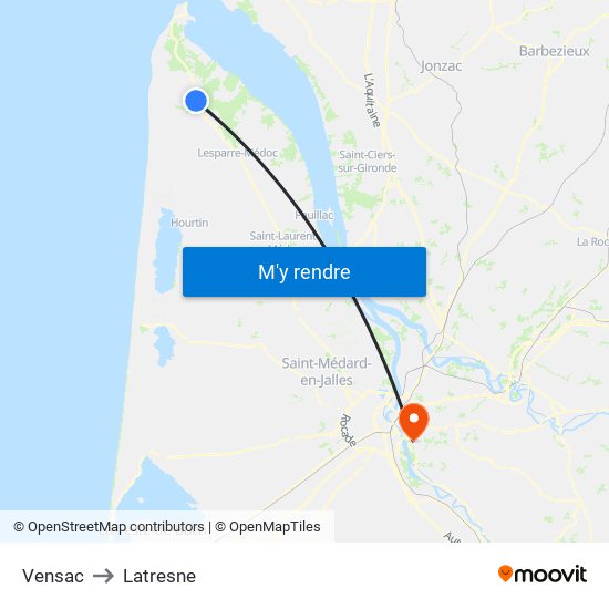 Vensac to Latresne map