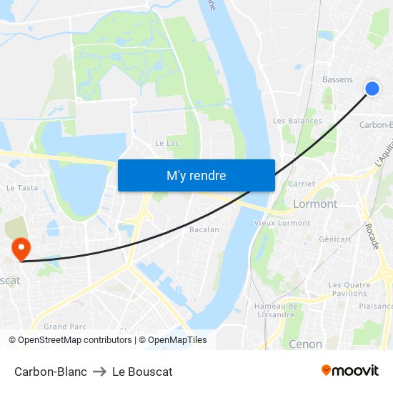 Carbon-Blanc to Le Bouscat map