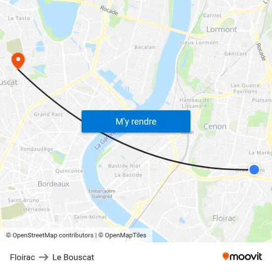 Floirac to Le Bouscat map