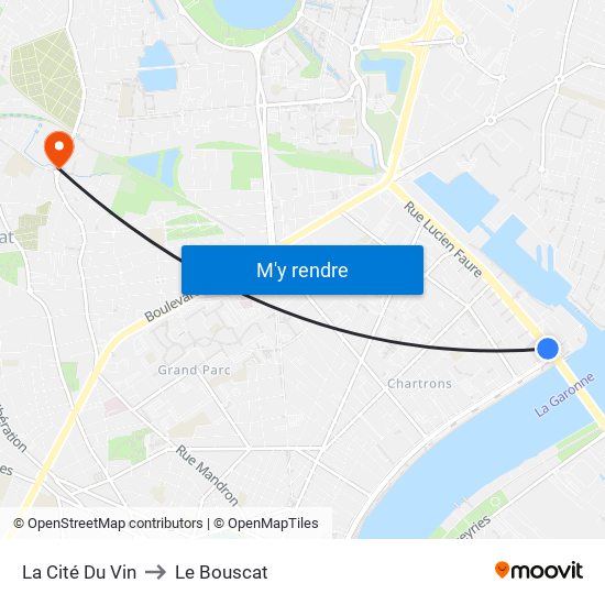 La Cité Du Vin to Le Bouscat map