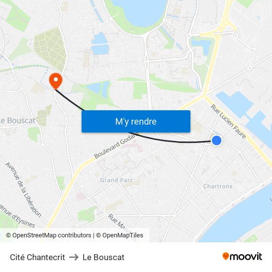Cité Chantecrit to Le Bouscat map