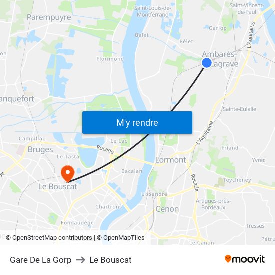 Gare De La Gorp to Le Bouscat map
