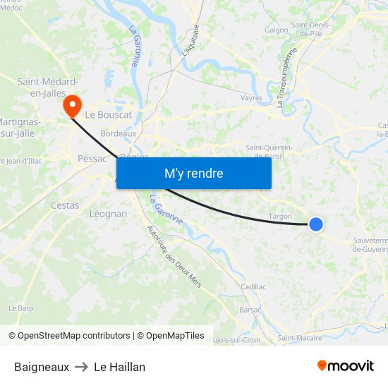 Baigneaux to Le Haillan map