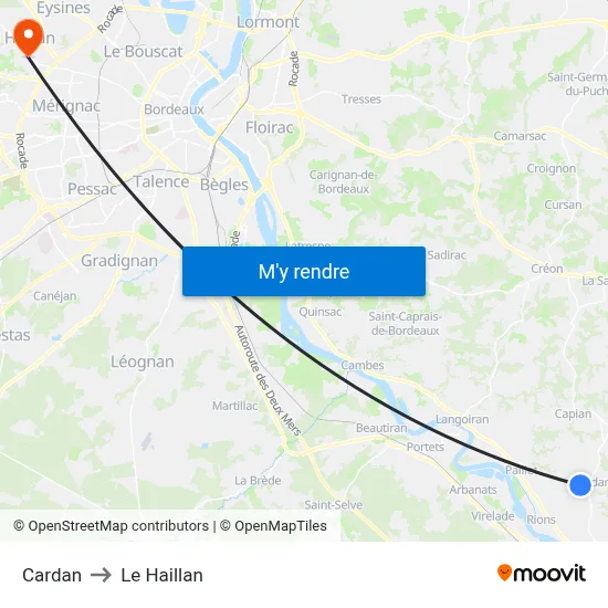 Cardan to Le Haillan map