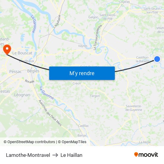 Lamothe-Montravel to Le Haillan map