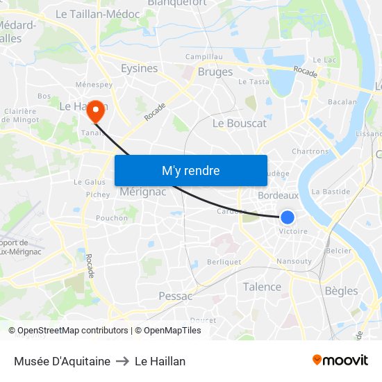Musée D'Aquitaine to Le Haillan map
