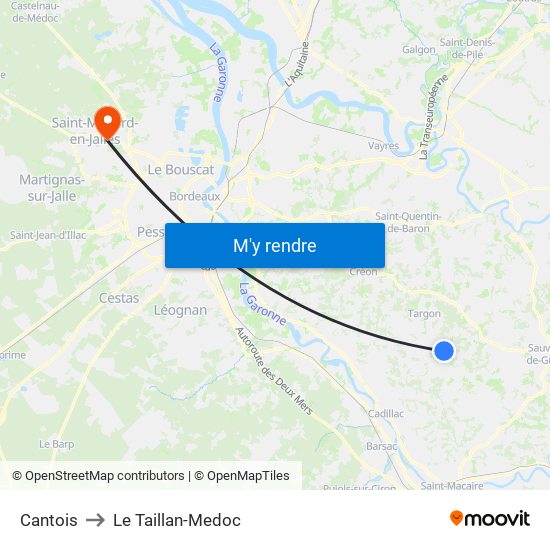 Cantois to Le Taillan-Medoc map