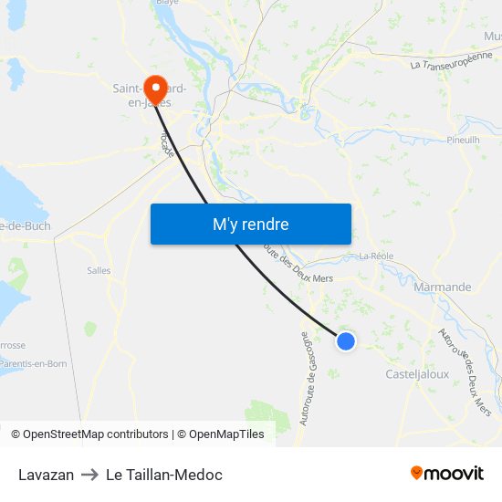 Lavazan to Le Taillan-Medoc map