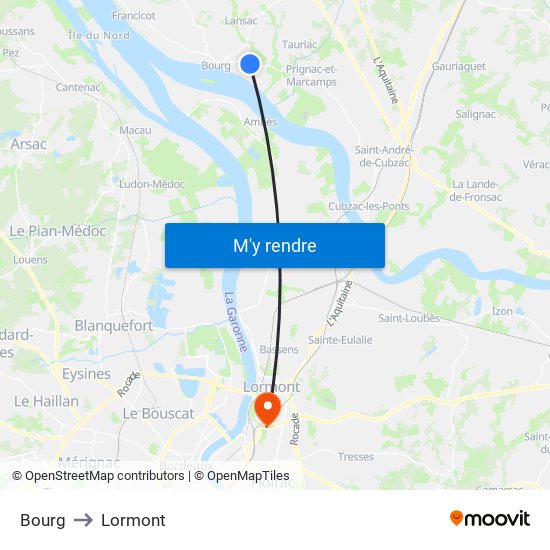 Bourg to Lormont map