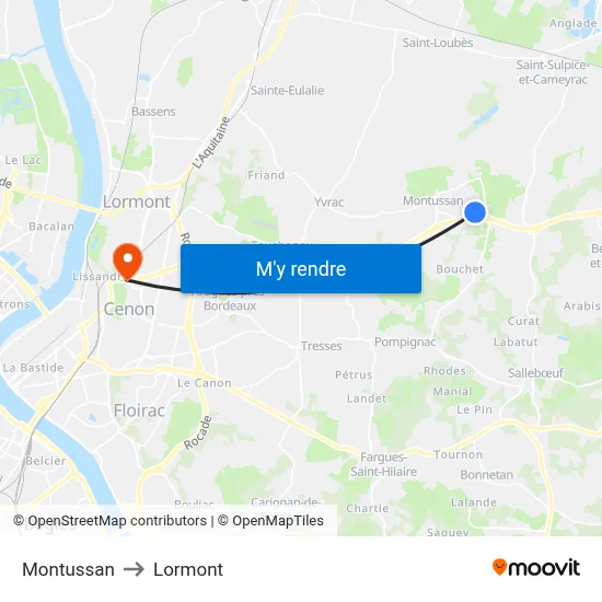 Montussan to Lormont map