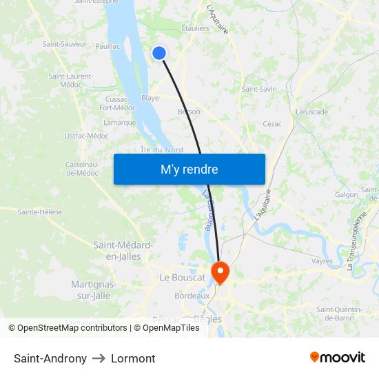 Saint-Androny to Lormont map