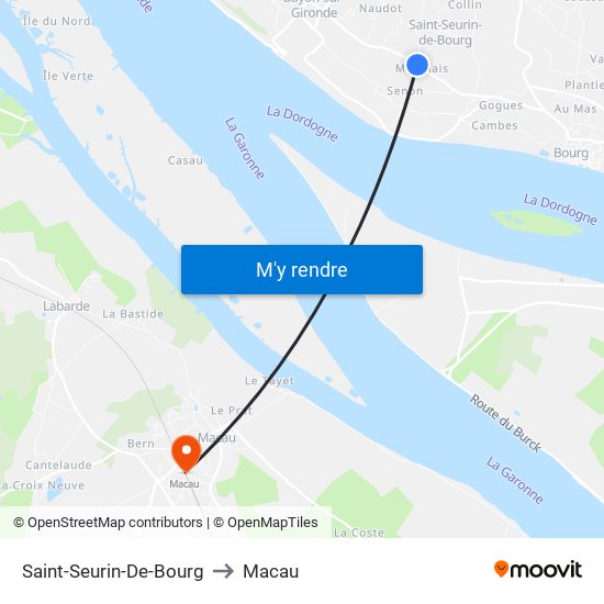 Saint-Seurin-De-Bourg to Macau map