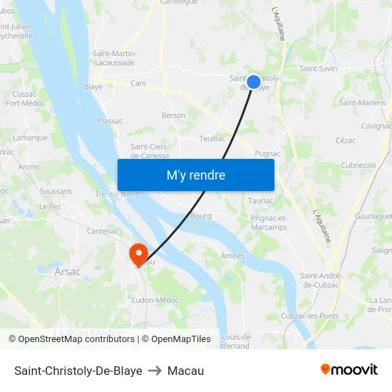Saint-Christoly-De-Blaye to Macau map