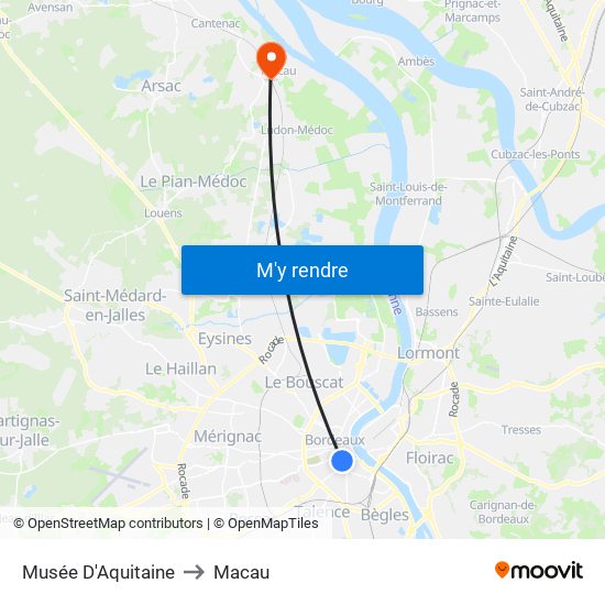 Musée D'Aquitaine to Macau map