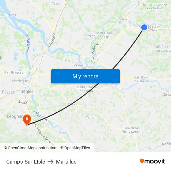 Camps-Sur-L'Isle to Martillac map