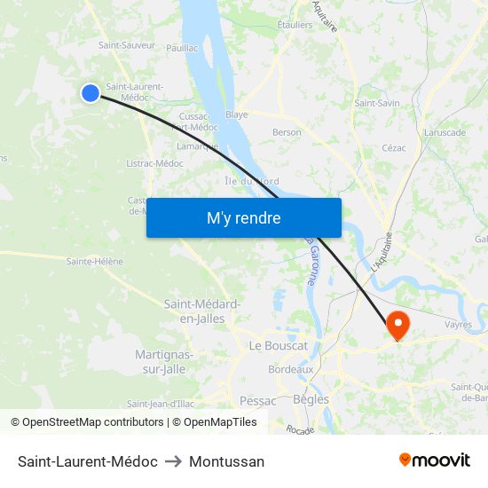 Saint-Laurent-Médoc to Montussan map