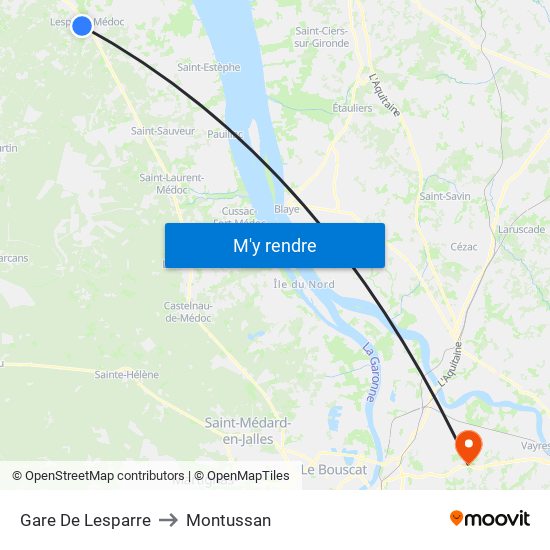 Gare De Lesparre to Montussan map