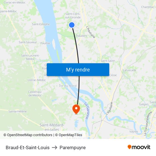 Braud-Et-Saint-Louis to Parempuyre map