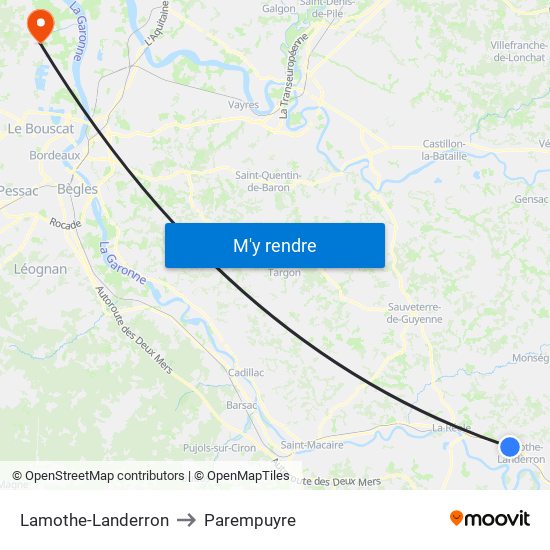 Lamothe-Landerron to Parempuyre map