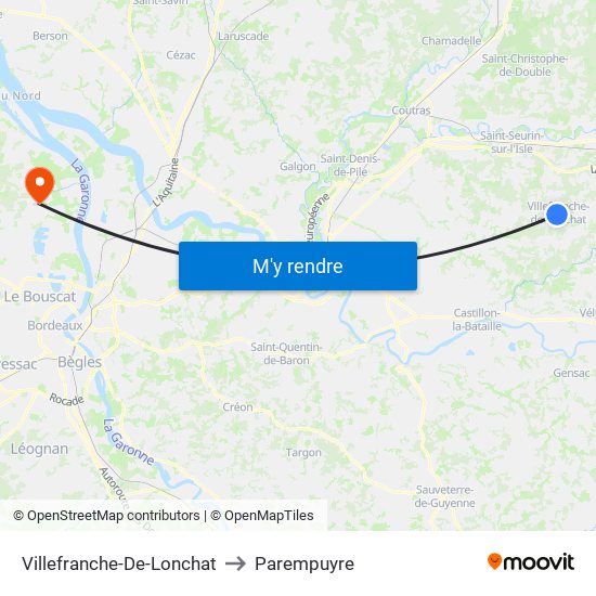 Villefranche-De-Lonchat to Parempuyre map