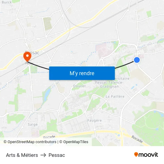 Arts & Métiers to Pessac map