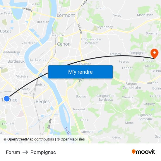 Forum to Pompignac map