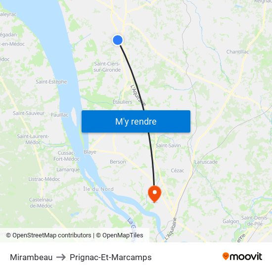 Mirambeau to Prignac-Et-Marcamps map