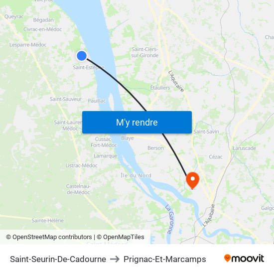 Saint-Seurin-De-Cadourne to Prignac-Et-Marcamps map