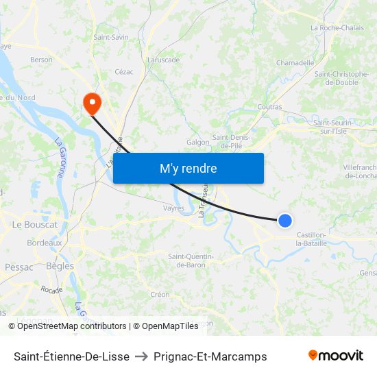 Saint-Étienne-De-Lisse to Prignac-Et-Marcamps map