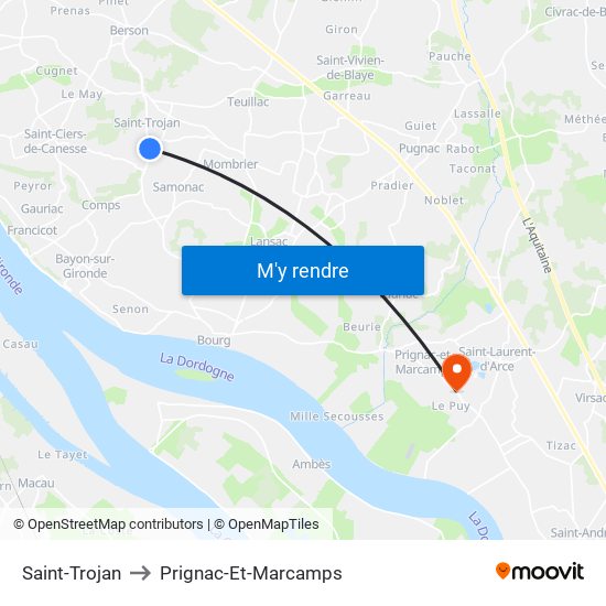 Saint-Trojan to Prignac-Et-Marcamps map