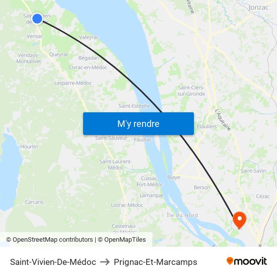 Saint-Vivien-De-Médoc to Prignac-Et-Marcamps map